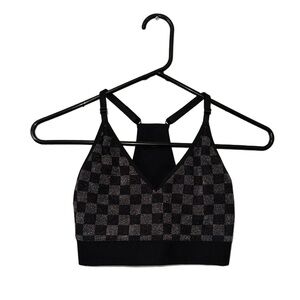 PINK Victoria's Secret Black Checkered Seamless Sports Bra